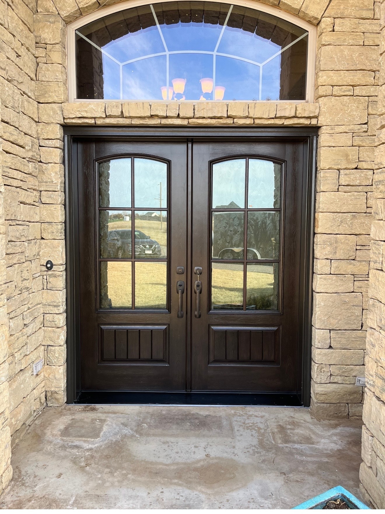 Dark Wood Double Entry Door